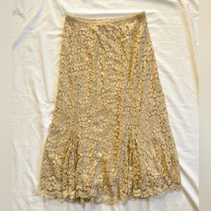 Elegant Lace Midi Skirt in Cream